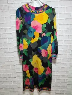 LEONARD レオナール ワンピース 花柄 シルク混 マルチカラー M