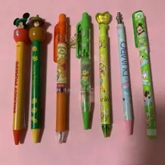 ディズニー ミッキー、チップu0026デールなどボールペン、サインペン6本セット