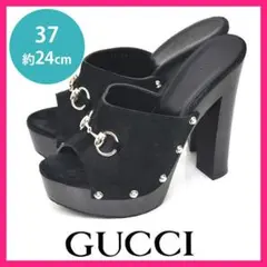 美品♡グッチ GUCCI ホースビット ウッドヒール サンダル 37(約24cm