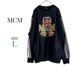 MCM【L】長袖トレーナー ロゴ刺繍 ヴィンテージ ビックロゴ レア 古着 希少