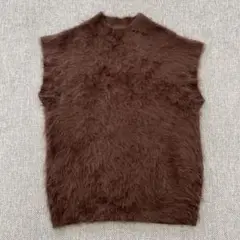 最終値下げ　blamink カシミヤファー ベスト BLAMINK ブラミンク カシミヤファー7G Vネックベスト ブラック