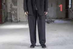 COMOLI 20AW ウールシルクドローストリングパンツ CHARCOAL 1