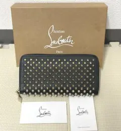 美品 ルブタン Louboutin ブラック ラウンドファスナー 長財布 財布