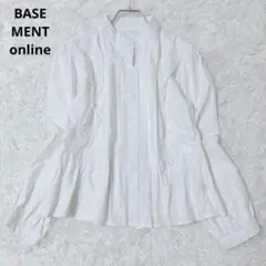 ベースメントオンライン　長袖ブラウス　シャツ　レース　綿　大人かわいい　ホワイト