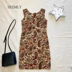 SEEMLY ベイクルーズ コットン ペイズリー柄 ノースリーブワンピース M