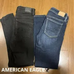 スキニーデニム　ストレッチ　ブラック ブルー　アメリカンイーグル　セット