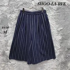 SHOO-LA-RVE (M) ストライプ ガウチョパンツ 7分丈 ウエストゴム