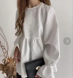 フィルー FILLOU ふくれジャガードキャンディースリーブトップス