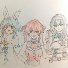 ホロライブ 三期生 宝鐘マリン 兎田ぺこら 白銀ノエル イラスト