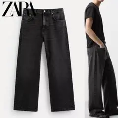 極美品 ZARA フレアフィットバギーデニムパンツ USA 29 ブラック
