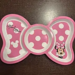 ミニーマウス リボン型　3つ仕切りプレート　ディズニー