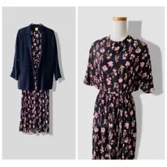 定価7万 LES REVERIES シルク 花柄 ロング ワンピース US 2