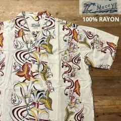 90s Maceye アロハシャツ 開襟シャツ レーヨン 100% RAYON