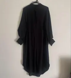 aurea ブラック シャツワンピース 長袖 ロング 黒