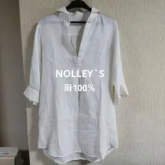 NOLLEY`Sオフ ホワイト 麻100％五分袖チュニック