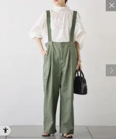 《タグ付き未使用》ピュアルセシン サスペンダー付きカーゴパンツ カーキ