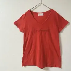 【AZUL BY MOUSSY 】Vネック Tシャツ　ロゴ　カジュアル　赤　M