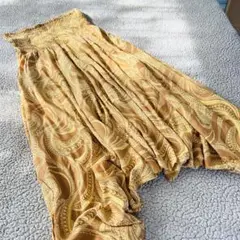 タイ製美品♣︎h.b♣︎サルエルパンツ【F】 黄色ノルディック柄　総ゴム　さらさら