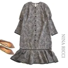 ニナリッチNINA RICCI●レトロクラシカル ペイズリー柄ワンピースブラウン