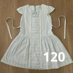 アートレター　夏ワンピース　120 フリル　リボン　水色