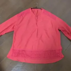 刺繍レース☆赤カットソー
