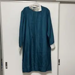昭和レトロ　衿つきワンピース　緑