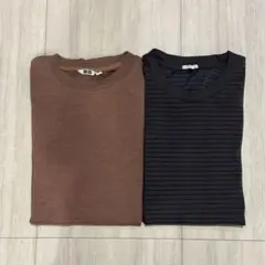 【2枚セット】ユニクロ GU エアリズム/ドライTシャツ ボーダーデザイン