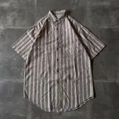90s L.L.Bean BDシャツ L相当 ストライプ 麻コットン A275