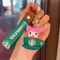 スターバックス 3Dキーホルダー ストラップ　紫カップタイプ
