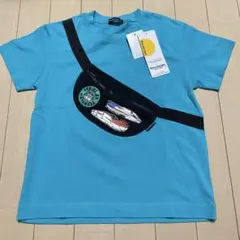 ブルー moujonjon ボディバッグ風 Tシャツ 新幹線 120cm