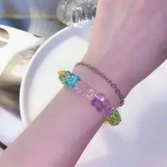 ハリボー風 くま ブレスレット ベアー シルバー アクセ カラフル