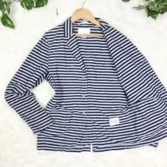 美品　ナナミカ　ウォッシャブル　スナップボタン　サマージャケット　S　ボーダー
