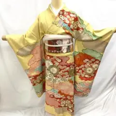 【振袖1】着物 振袖 正絹 袷 着物 菊 雲 単品販売 ~153cm