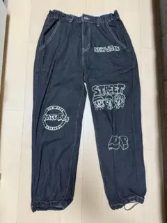 ニュージャック ストリートスタイル ダークグレー デニムパンツ