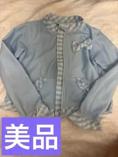 美品　メゾピアノ　ラッシュガード　水色　チェック　90