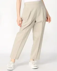 グローバルワーク　ウツクシルエットリネンテーパー　ライトベージュ