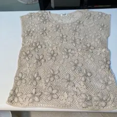 近沢レース　ビーズの花　すかし編み　レディース　トップス chikazawa