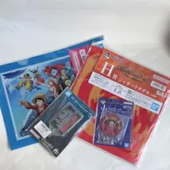 一番くじ　ワンピース　ルフィ　クリアファイル　タオル　キーホルダー　4個　新品