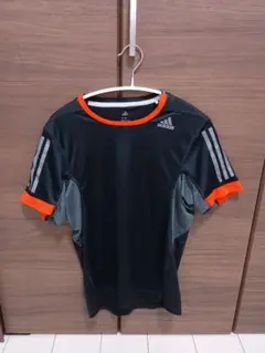 adidas climacool ランニングTシャツ S ブラック/オレンジ