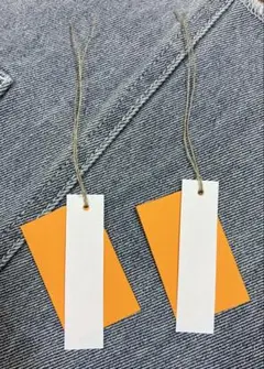 紐付き　無地2枚タグ　下げ札　値札　ホワイト/準定番オレンジ