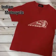 【インディアンモトサイクル】メンズM インディアンTシャツ 刺繍 アメカジ 赤