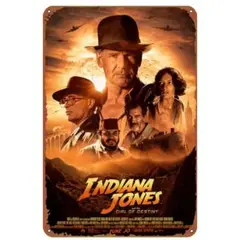 映画『インディ・ジョーンズと運命のダイヤル』レトロ風メタルポスターインテリア雑貨