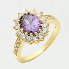 指輪 豪華 ダイヤモンド 紫 宝石 結婚 婚約 花嫁 誕生日 記念日 ギフト