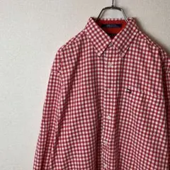 TOMMY HILFIGER ギンガムチェックシャツ 赤/白 XL相当 古着