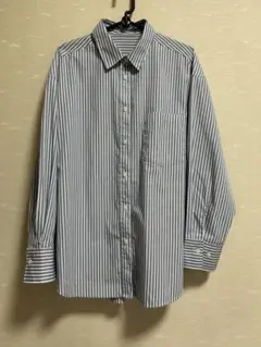 ＧＵ　ストライプオーバーサイズシャツ　長袖　ブルー