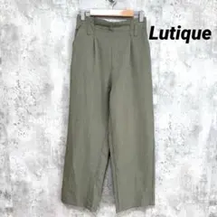 【Lutique】ハイウエスト ワイドパンツ カジュアル カーキ 薄手 ポケット