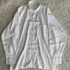 【1990s】ビンテージ　シャドープリントスタンドカラーシャツ　ホワイト