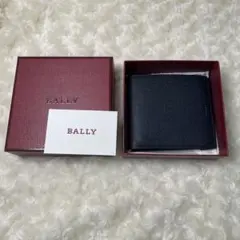 BALLYバリー 二つ折り財布　お札　カード　新品箱付き　無地ネイビーL