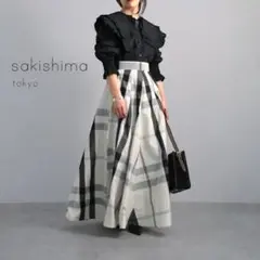 Sakishimatokyo ボリュームマキシスカート タフタスカート チェック