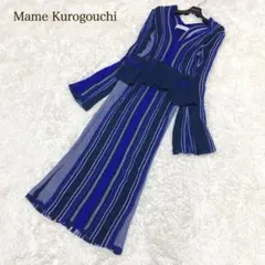 マメクロゴウチ 19AW ニットワンピース ハマグリ ペプラム ネイビー 1